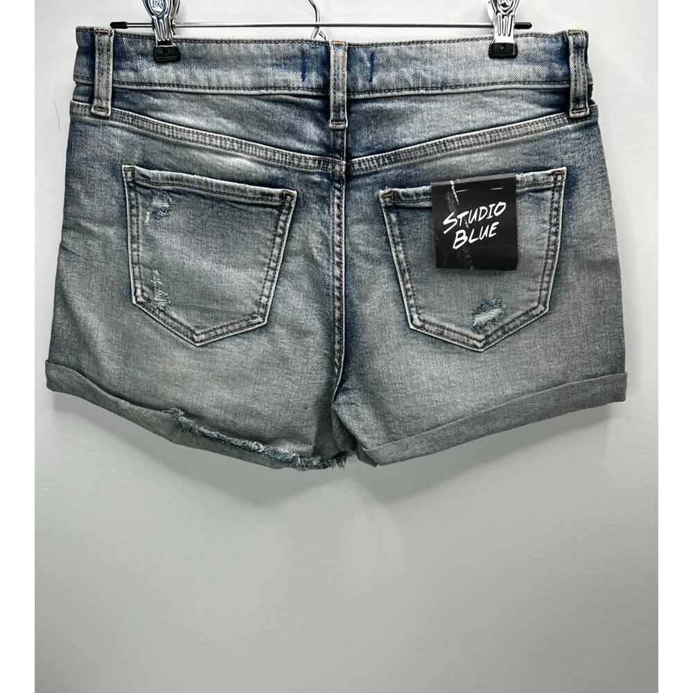 Studio Blue High Rise Rolled Cuff Jean Shorts Lover Blue Women 29 NWT - Picture 3 of 6